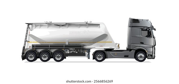 icon logo sign Dry bulk truck side view vector auto semi empty 3d grey big large white tank car new euro work haul motor fast send sending giga factory hybrid eco zero emission

