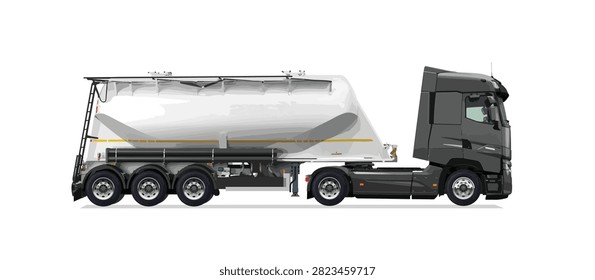 icon logo sign Dry bulk truck side view vector auto semi empty 3d grey big large white tank car new euro work haul motor fast send sending giga factory hybrid eco zero emission
