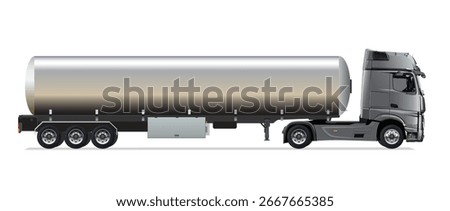 icon logo sign Dry bulk tanker trailer truck side view man vector daf auto semi empty 3d grey big large white tank car new euro work haul motor fast send sending giga factory hybrid eco zero emission