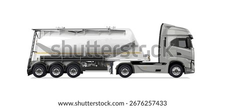 icon logo sign Dry bulk truck side view vector auto semi empty 3d grey big large white tank car new euro work haul motor fast send sending giga factory hybrid eco zero emission
