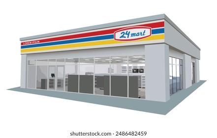 Icon logo sign mini store mall mart fast food flat door front view art map road symbol city life live style shop urban 3d cart promo sale white vector Jakarta Surabaya
