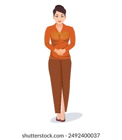 Plantilla de Vector de diseño de arte de mujer indonesia