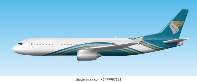 icon logo sign symbol side air jet liner fly sky blue cloudy cloud view plane icon Arab art design vector Boeing visa wing trip pilot Asia holiday cargo Abu Dhabi Muscat city Doha Qatar Saudi Oman