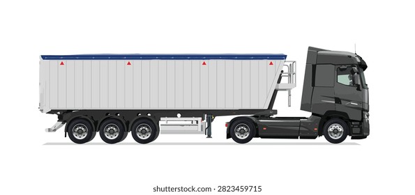 icon logo sign truck side view vector template graphic design style concept modern grey haul diesel isolated load dump lorry machine work safety trailer