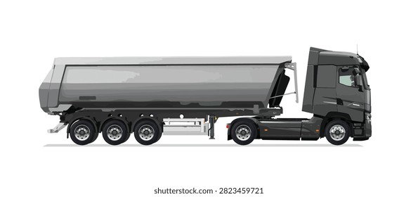 icon logo sign truck side view vector template graphic design style concept modern grey haul diesel isolated load dump lorry machine work safety trailer

