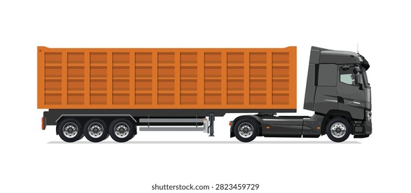 icon logo sign truck side view vector template graphic design style concept modern grey haul diesel isolated load yellow dump lorry machine work safety trailer