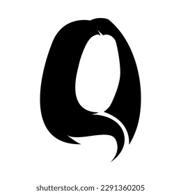 icon logo silhouette of female hairstyle. salon, beauty, wig. vector illustration