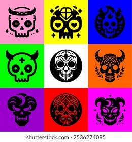 Icon logo Skull cute vector BLACK 