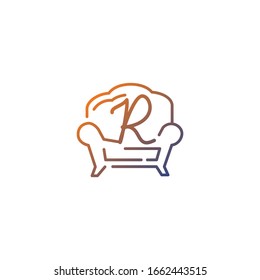 icon logo sofa with letter r vector design