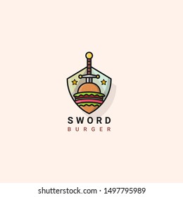 icon logo sword and hamburger