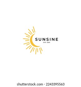 Icon logo and symbol, sun, window design template, geometric abstract design element for decoration.