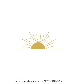 Icon logo and symbol, sun, window design template, geometric abstract design element for decoration.