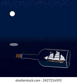icon logo symbols vector sailing ship in a bottle
