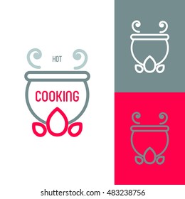 Icon or logo template for food, cooking, kitchen, restaurant or cafe. Symbol for corporate branding identity. Label inspiration for advertising, business, web design. Vector illustration.