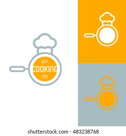 Icon or logo template for food, cooking, kitchen, restaurant or cafe. Symbol for corporate branding identity. Label inspiration for advertising, business, web design. Vector illustration.
