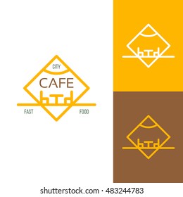 Icon or logo template for food, cooking, kitchen, restaurant or cafe. Symbol for corporate branding identity. Label inspiration for advertising, business, web design. Vector illustration.