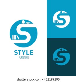 Icon or logo template for furniture shop, company, manufacturer. Symbol for corporate branding identity. Label inspiration for advertising, business, web design. Vector illustration.