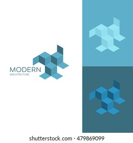 Icon or logo template for real estate agencies or architectural companies. Symbol for corporate branding identity. Label inspiration for advertising, business, web design. Vector illustration.