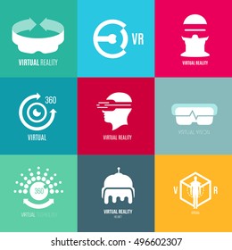 Icon or logo template for virtual reality, future technology. Symbol for corporate branding identity. Label inspiration for advertising, business, web design. Vector illustration.