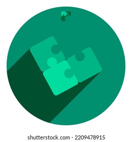 Icon, Logo Of Three Puzzles. Three Puzzles Flat Style Logo. Green Puzzle. Web Browser Icon. Logo For Avatars.