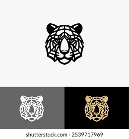 Icon logo Tiger geometric face line art black and white 