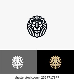 Ícone logotipo Tiger geométrica face linha arte preto e branco 