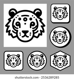 Icon logo Tigger CUTE line art vector black and white