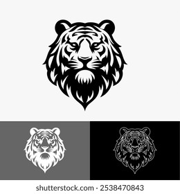 Icon logo Tigger silhouette black and white line art 