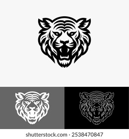 Icon logo Tigger silhouette black and white line art 