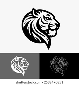 Icon logo Tigger silhouette black and white line art 