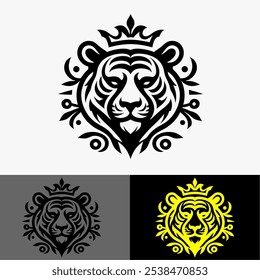 Icon logo Tigger silhouette black and white line art 