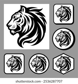 Icon logo Tigger silhouette vector black and white 