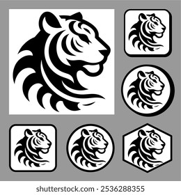 Icon logo Tigger silhouette vector black and white