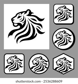 Icon logo Tigger silhouette vector black and white