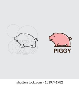 icon logo tutorial drawing a pig with a combination of circles