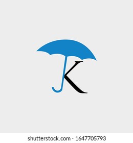 icon logo umbrella with letter k vector design