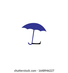 icon logo umbrella with letter l vector design