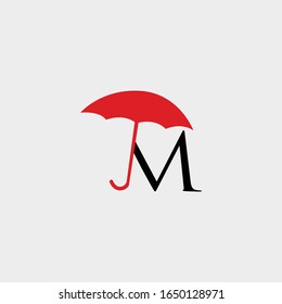 icon logo umbrella with letter m vector design