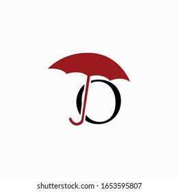 icon logo umbrella with letter o vector design