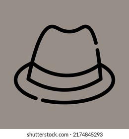 Icon, logo, vector illustration of a cowboy hat isolated on gray background. suitable for animal husbandry, culture, protection and logos.
