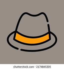 Icon, logo, vector illustration of a cowboy hat isolated on gray background. suitable for animal husbandry, culture, protection and logos.