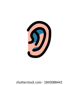 Icon Logo Vector Illustration. Deaf Ear Hearing Treatment Clinic Hospital. Outline Style.
