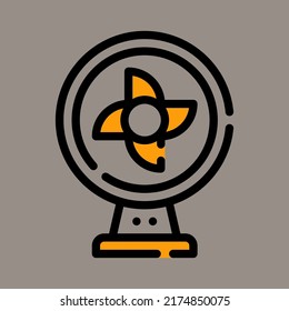 Symbol, Logo, Vektorgrafik eines Ventilators einzeln auf grauem Hintergrund. geeignet für Elektronik, Muster und Logos.