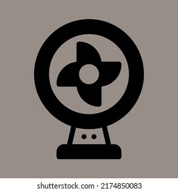 Icon, logo, vector illustration of a fan isolated on gray background. suitable for electronics, patterns and logos.