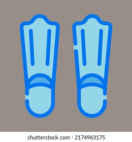 Icono, logotipo, ilustración vectorial de la aleta aislada en fondo gris. adecuado para el submarinismo, diseños y logotipos.
