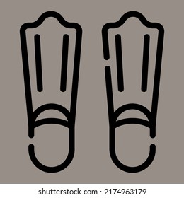 Icon, logo, vector illustration of fin isolated on gray background. suitable for diving, designs and logos.