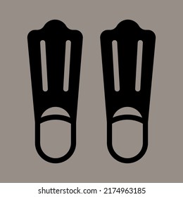 Icon, logo, vector illustration of fin isolated on gray background. suitable for diving, designs and logos.