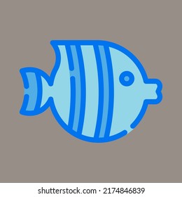 Icon, logo, vector illustration of fish isolated on gray background. suitable for animal husbandry, business, aquarium, fisheries and logos.