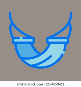 Icon, logo, vector illustration of a hammock isolated on a gray background. suitable for holidays, tourism, beaches, patterns and logos.