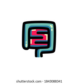Icon Logo Vector Illustration. Large Intestine Gut Bowel Health Care Clinic Hospital. Outline Style.
